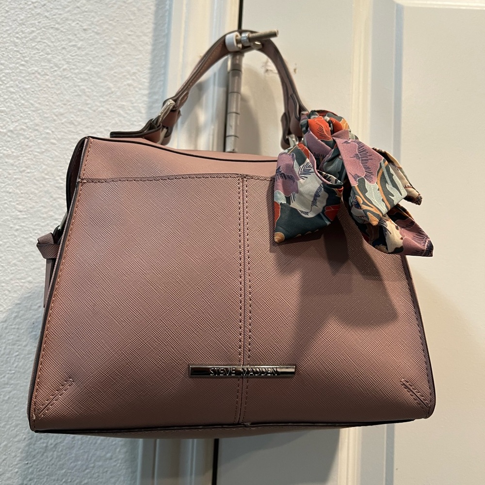 Steve Madden Mauve Satchel with Floral Scarf